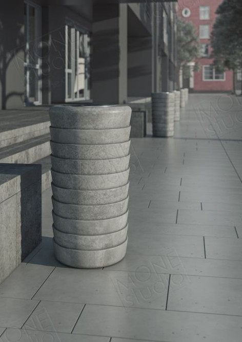 Урна U08A з бетону — урна з бетону, овальна компактна